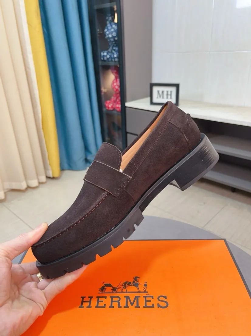 Men's shoes 💰458🌹🌹Niuli "HERMES" Hermès business leather shoes, original factory configuration, original imported frosted cowhide upper + luxury hardware logo + fully imported original customized cowhide lining, sole: rubber wear-resistant outsole, difficult craftsmanship, original factory follow-up goods, 🔍🔍high quality code number: 38-44 45 can be customized